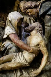 Panneau droit du retable, détail, La Déposition de Croix
